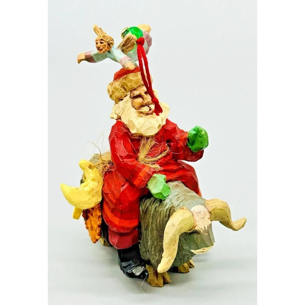 Hallmark Keepsake Folk Art Americana Santa Angel Fetching the Firewood Lot of 3‎